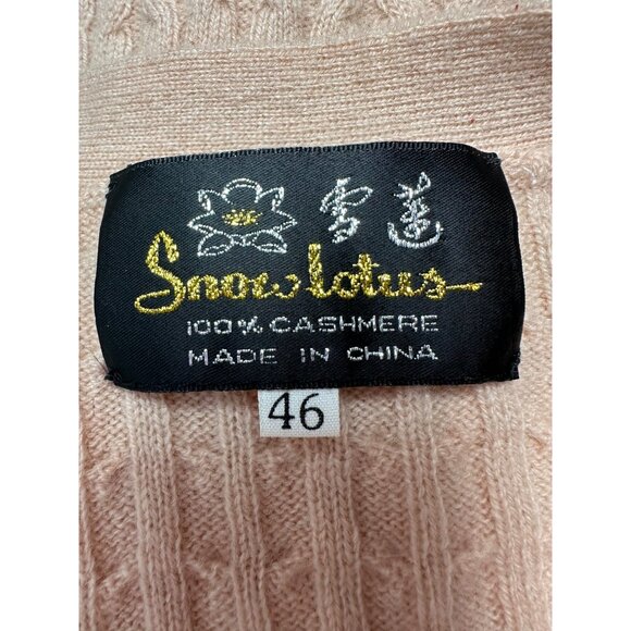 Snow Lotus 100% Cashmere Cardigan Sweater Womens Size 46/M/12 Peach Cable Knit - Picture 3 of 7